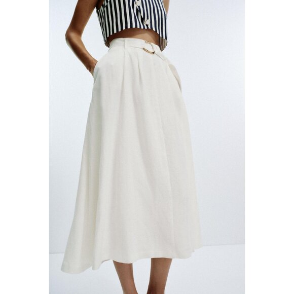 ZARA BELTED LINEN BLEND LONG DRESS - Picture 6 of 10